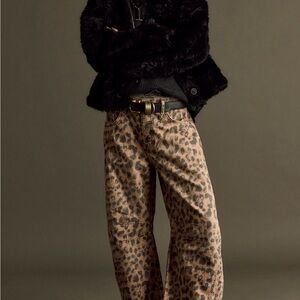 Free People We the Free Good Luck Barrel Jeans, Leopard 26